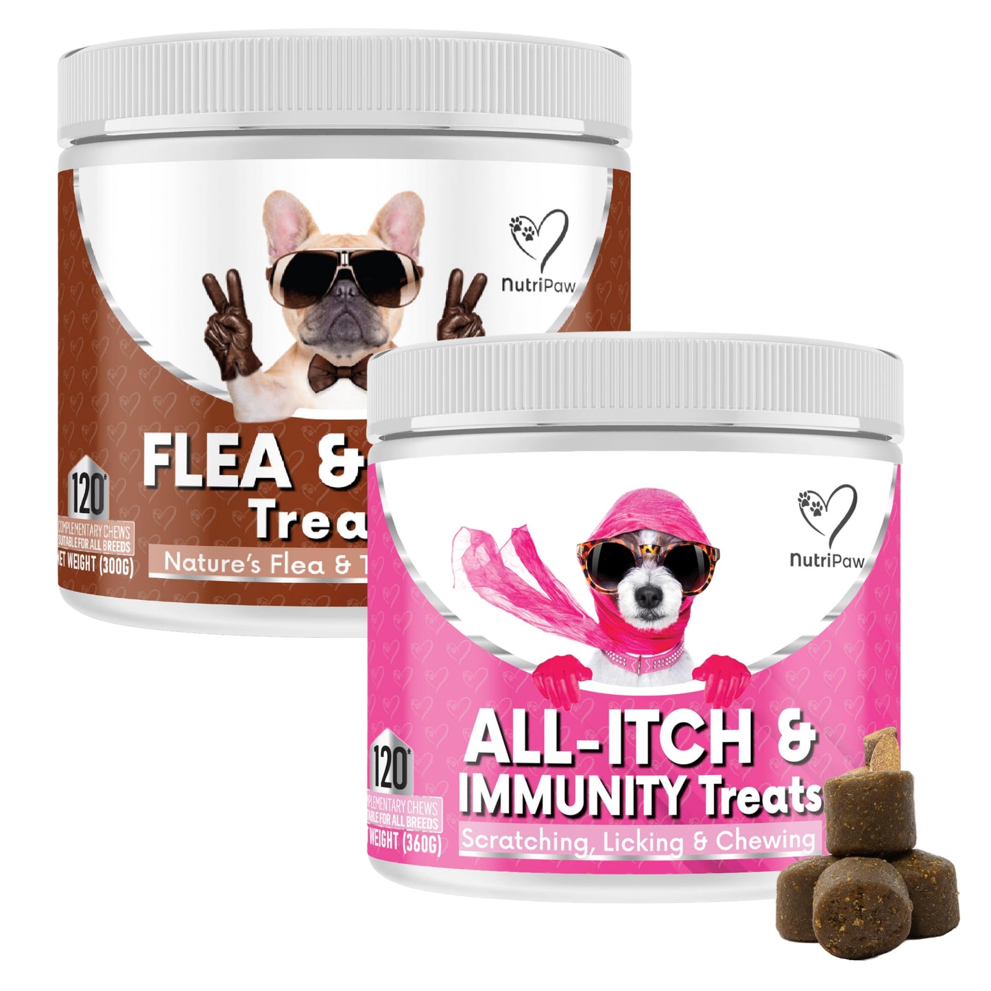 NutriPaw All-Itch Immunity Treats For Dogs - Soothe Itchy Paws, Eyes, Ears, Skin - Stop Itching, Licking, Scratching - Perfect for Small, Medium & Large Dogs - Supports Seasonal Itching