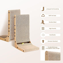 EHEYCIGA 68cm L-Shape Vertical Cardboard Scratching Board for Indoor Cats, Large Scratch Pad With Ball Toy