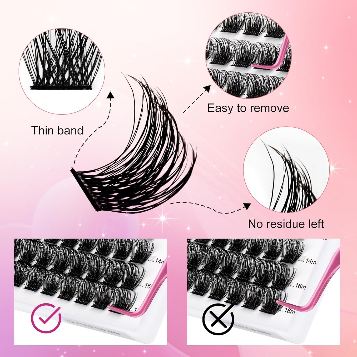 FADLASH Individual Cluster Lashes Extensions 120Pcs 40D 0.07 D Curl 8-16mm Mixed Trays Eyelashes DIY Multiple Shapes Eyelash Customize Your Look at Home for Beginners