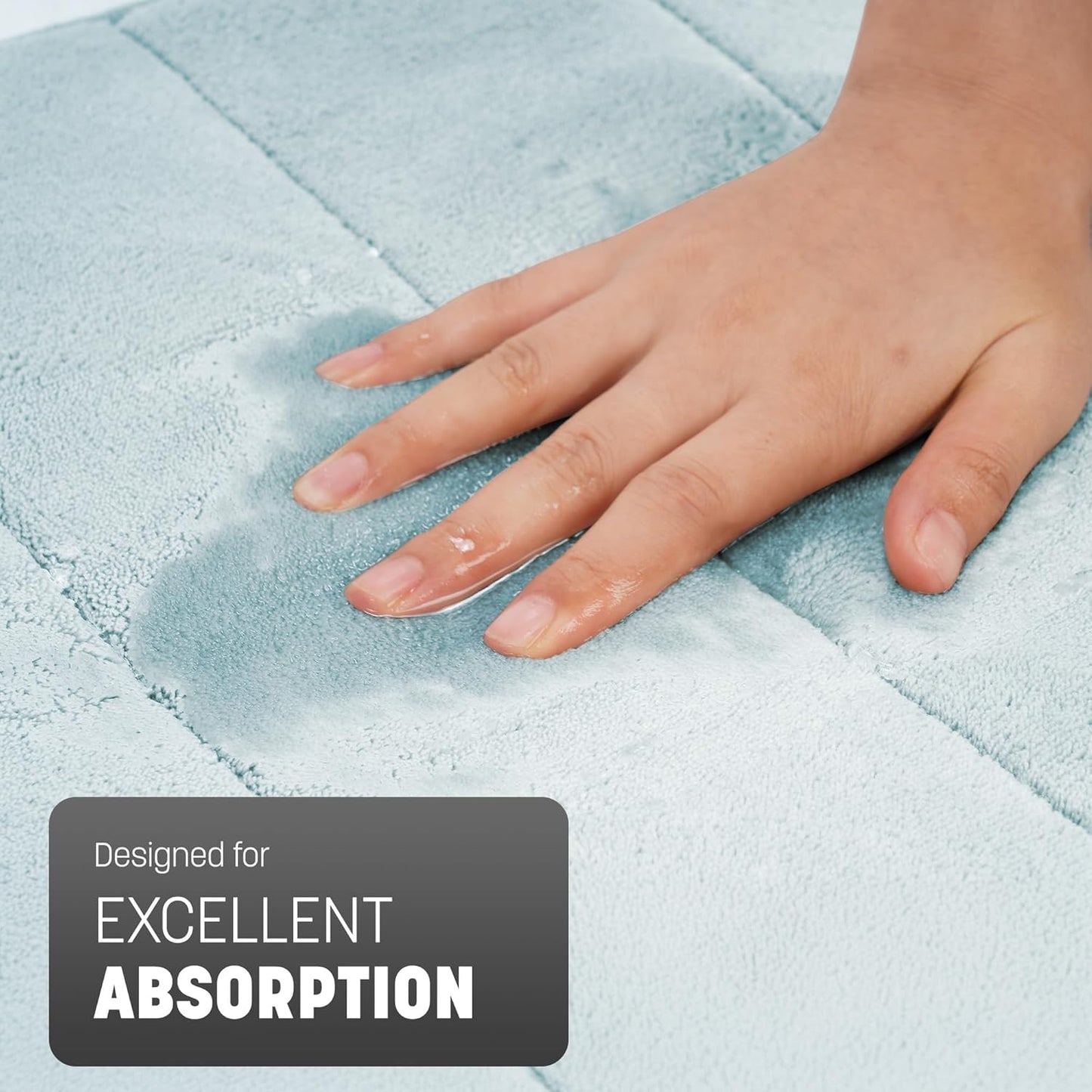 KEPLIN Memory Foam Bath Mat - Ultra-Soft, Highly Absorbent, Non-Slip, Machine Washable - Luxurious Comfort for Home & Bathroom Floors (Light Blue, 40 x 60cm)