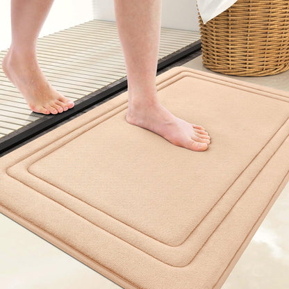 smiry Memory Foam Bath Mat - 40 x 60cm, Non-Slip, Super Absorbent, Comfortable - Machine-Washable Floor Rug, Dark Grey