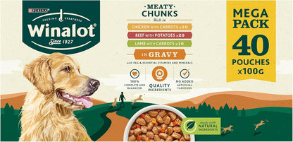 Winalot Dog Food Mixed in Gravy, 40 x 100g (Packaging may vary)