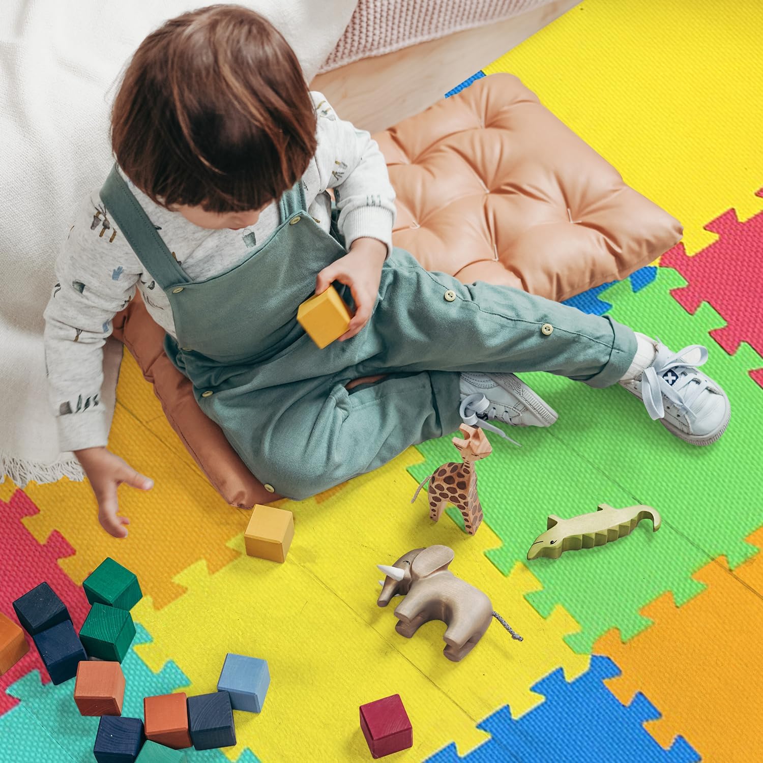 Foam Baby Play Mat (29x29cm) – Thick & Soft EVA Foam Interlocking Floor Tile Matting for Children – Large Multi Colour, Safe & Comfortable 7mm Thick Play Flooring (9pc)