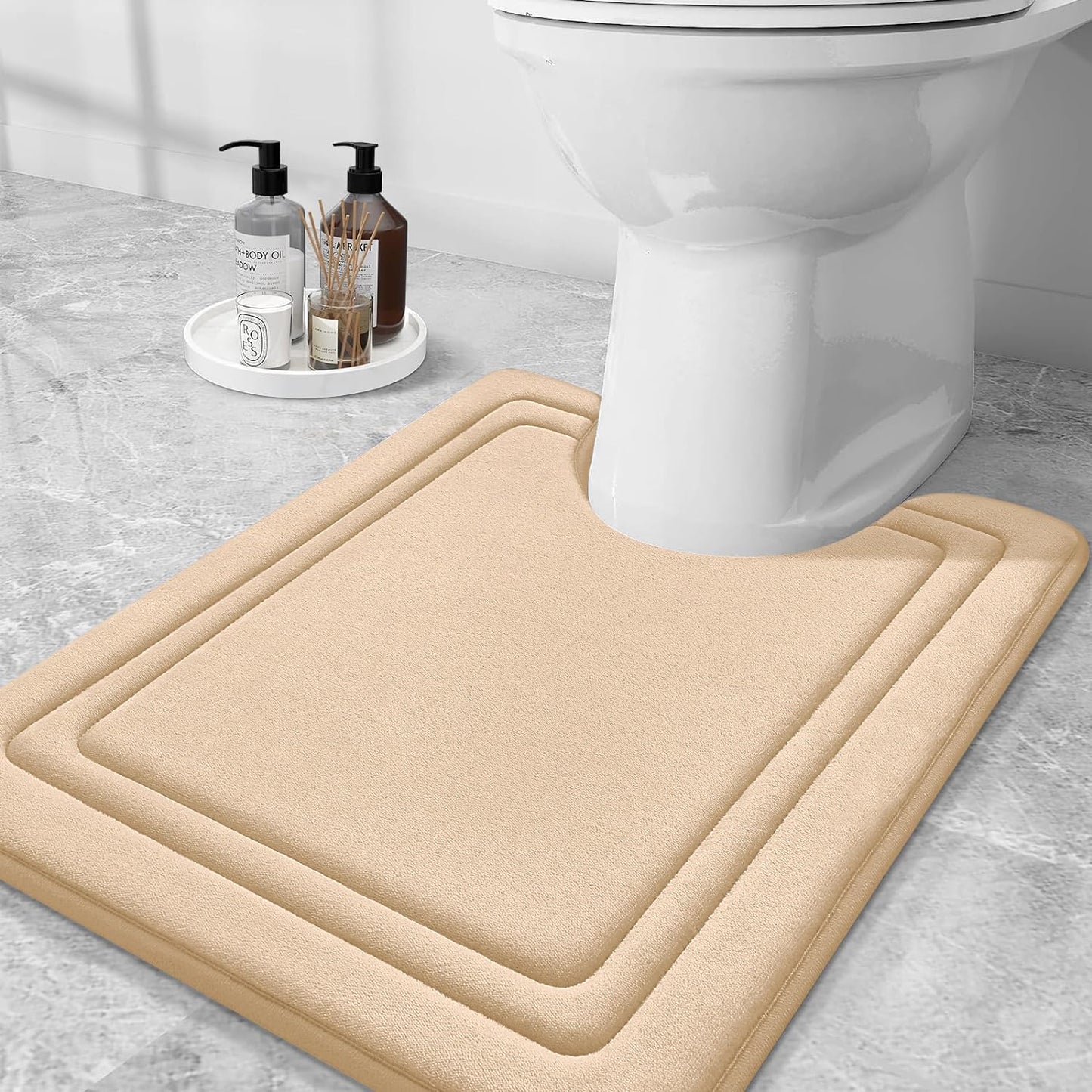 smiry Memory Foam Bath Mat - 40 x 60cm, Non-Slip, Super Absorbent, Comfortable - Machine-Washable Floor Rug, Dark Grey
