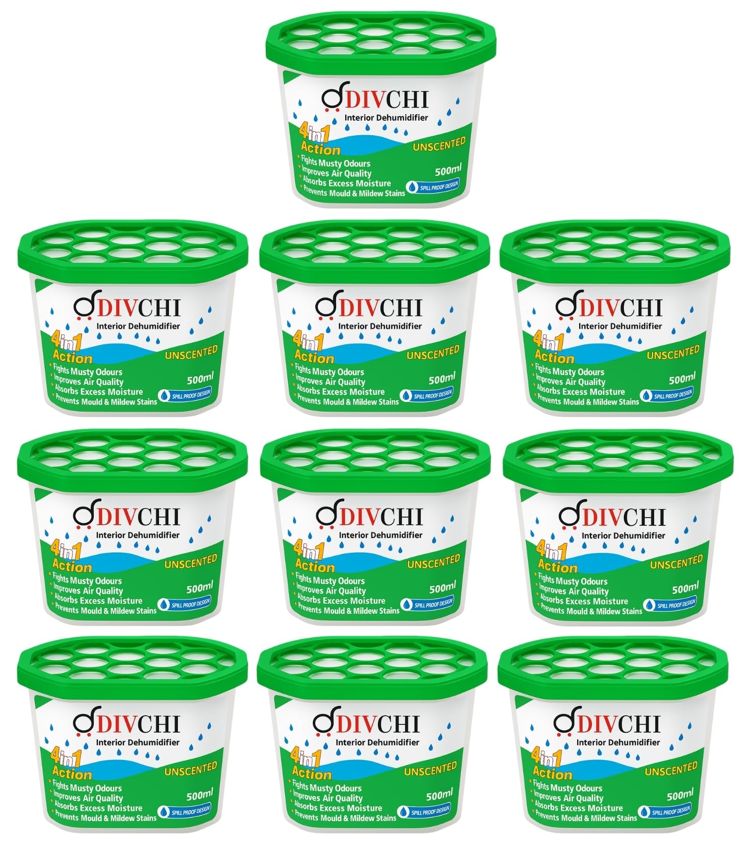 DIVCHI Dehumidifier Disposable 500ml Pack of 24 Condensation Remover Moisture Absorber Dehumidifiers for Damp, Mould, Moisture in Home, Kitchen, Bedroom, Caravan, Office, Garage, Bathroom, Basement