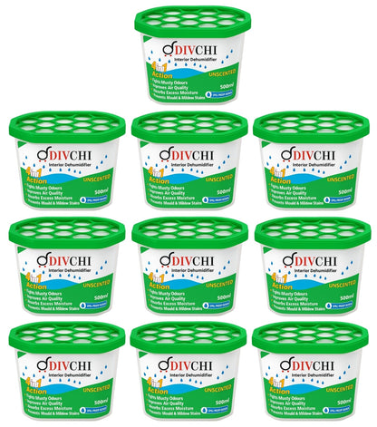 DIVCHI Dehumidifier Disposable 500ml Pack of 24 Condensation Remover Moisture Absorber Dehumidifiers for Damp, Mould, Moisture in Home, Kitchen, Bedroom, Caravan, Office, Garage, Bathroom, Basement