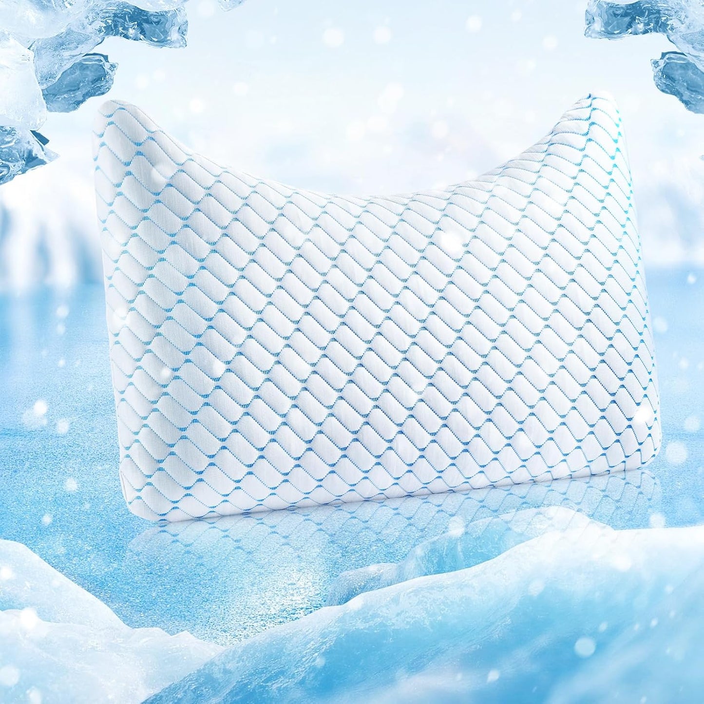 Memory Foam Pillow for Neck and Shoulder, Neck Pillow Side Sleeper Pillow for Sleeping, Cooling Slumber Pillow for Side Back Stomach Sleepers with Cooling Pillowcase