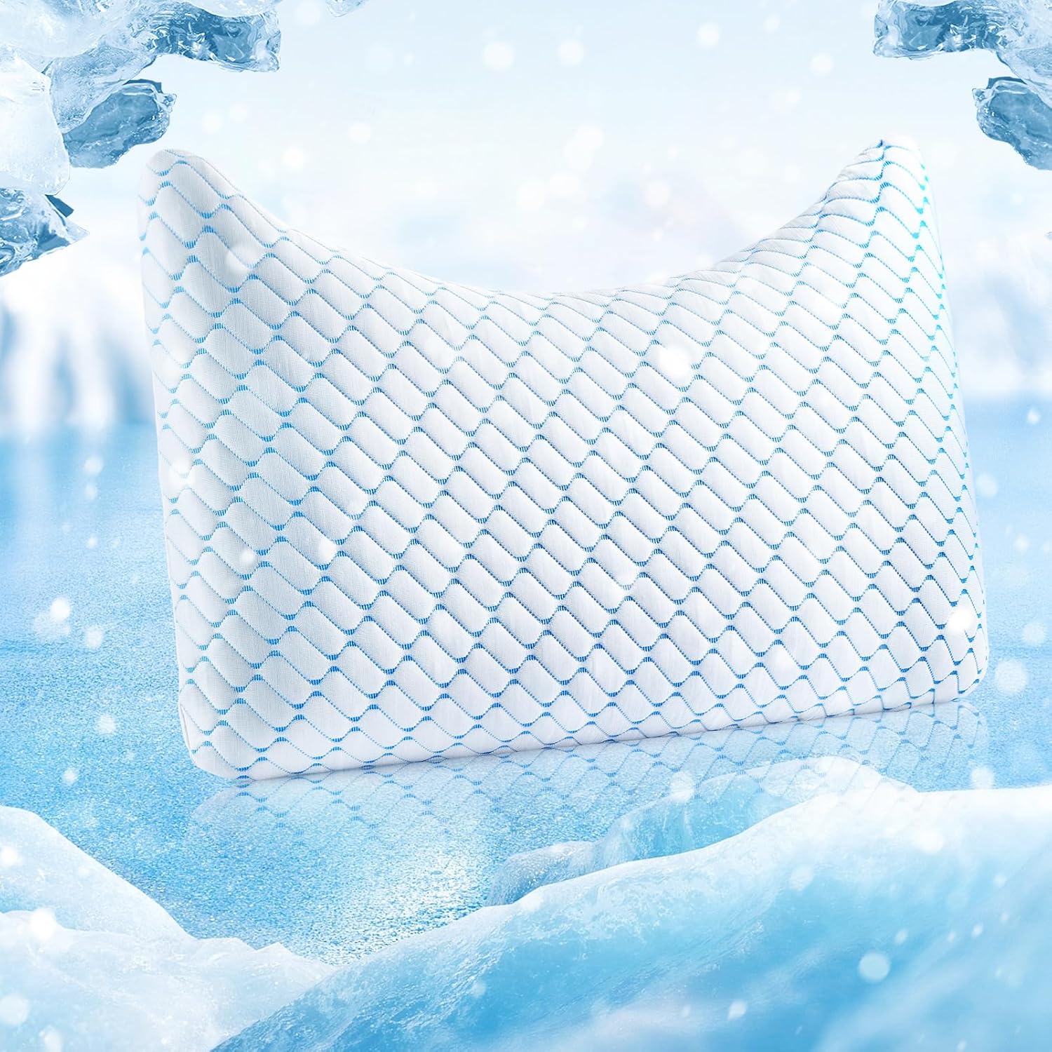 Memory Foam Pillow for Neck and Shoulder, Neck Pillow Side Sleeper Pillow for Sleeping, Cooling Slumber Pillow for Side Back Stomach Sleepers with Cooling Pillowcase