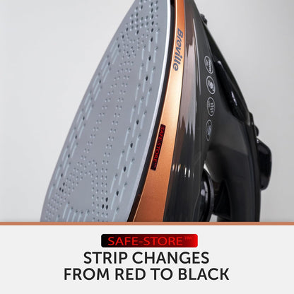 Breville SuperSteam Steam Iron | 2600 W | 190g/min Steam Shot | Smooth Ceramic Soleplate | 300 ml Water Tank | 2m Cord with 360° Action | Black & Copper | VIN442