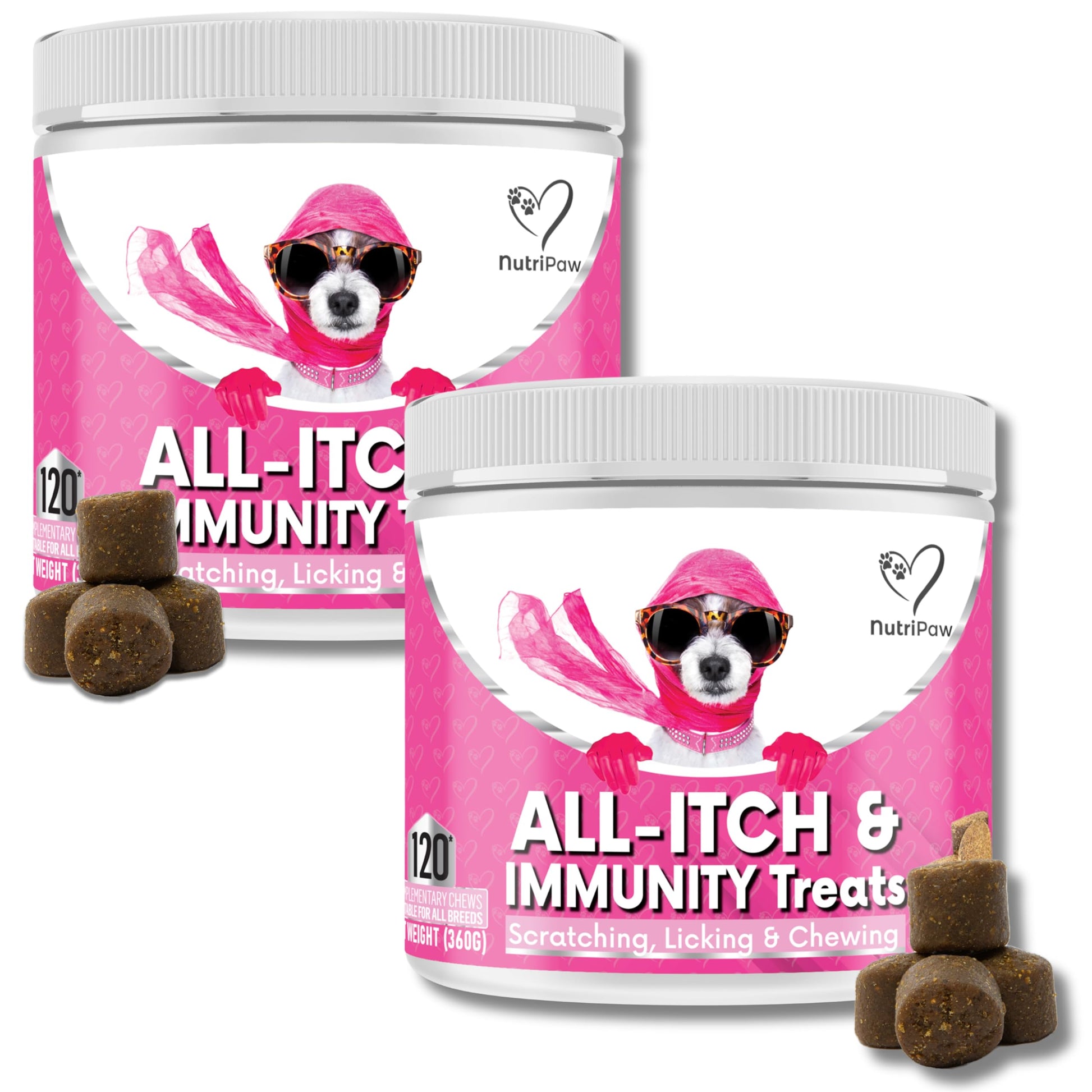 NutriPaw All-Itch Immunity Treats For Dogs - Soothe Itchy Paws, Eyes, Ears, Skin - Stop Itching, Licking, Scratching - Perfect for Small, Medium & Large Dogs - Supports Seasonal Itching