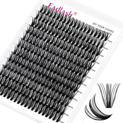 FADLASH DIY Lash Extension Kit Individual Lashes Clusters30P+40P D Curl 8-16mm Lash Bond and Seal, Clusters Lash Glue Remover and Eyelash Tweezers for Eyelash Extensions