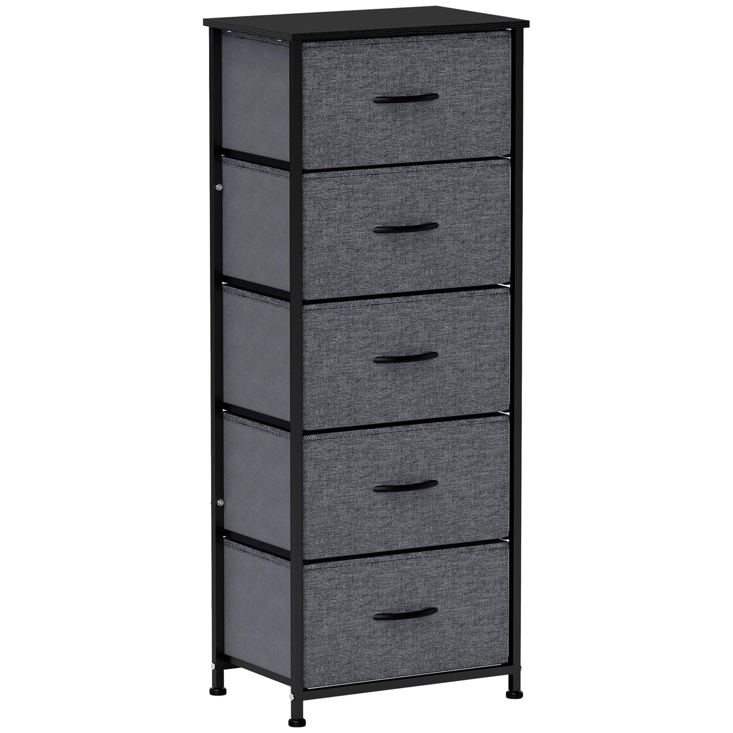 HOMCOM Fabric Chest of Drawers, Industrial Bedroom Dresser with 6 Fabric Drawers, Steel Frame and Wooden Top for Nursery, Living Room, Hallway, Black