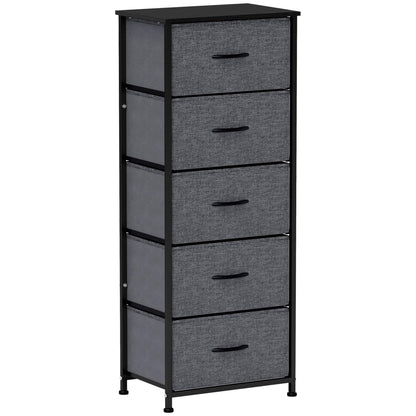 HOMCOM Fabric Chest of Drawers, Industrial Bedroom Dresser with 6 Fabric Drawers, Steel Frame and Wooden Top for Nursery, Living Room, Hallway, Black