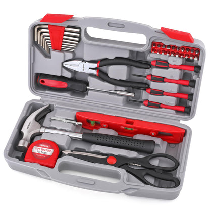 Hi-Spec Pink Small Tool Kit for Home DIY, Repairs & Crafts – 24pc Lady Tool Set with Mini Hammer, Pliers, Screwdriver Set, Hex Keys & Tape Measure in Compact Tool Box Case – Gift for Women