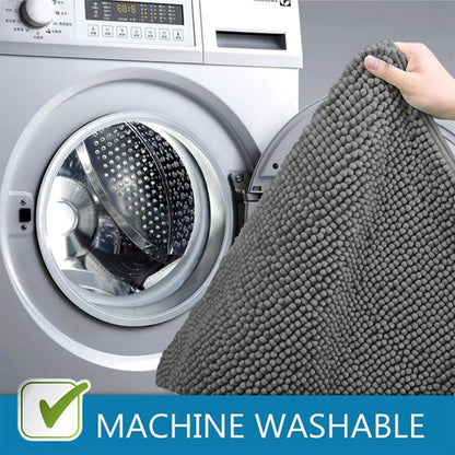Bath Mat Non Slip Anti Mould 40 x 60 cm – Grey Chenille Bathroom Mat Extra Soft & Fluffy Bathmat Machine Washable Super Water Absorption Shower Mat