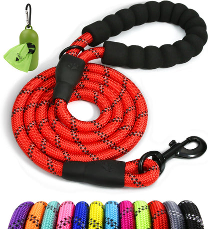 Taglory Rope Dog Lead with Soft Padded Handle, 1.2 m Reflective Lead and Multi-Colour for Small Dogs, 1.0 cm, Black