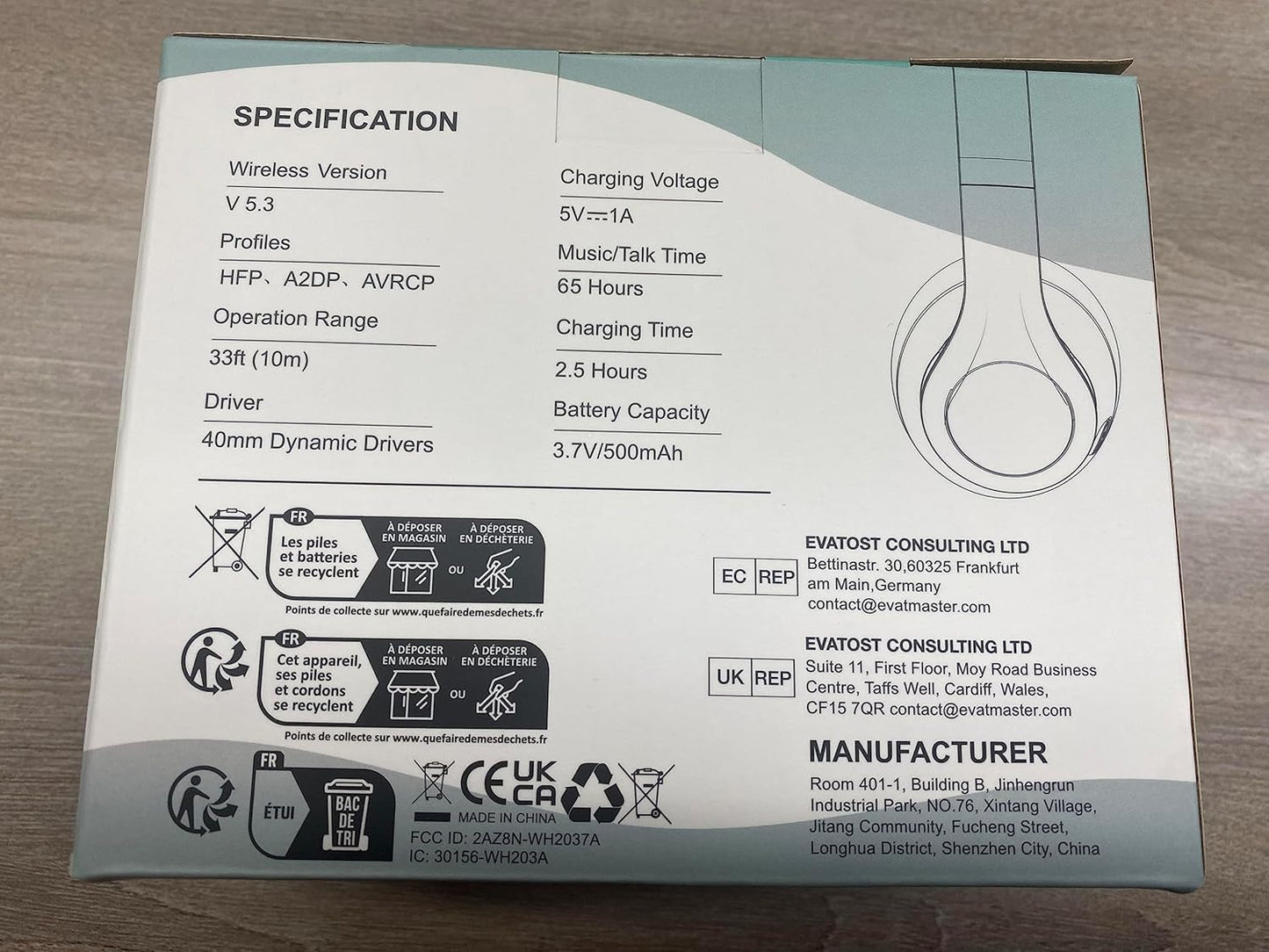 Uliptz Wireless Headphones Over Ear, 65 Hrs Playtime Bluetooth Headphones, 6 EQ Modes Foldable Lightweight Headphones Wireless, Foldable Bluetooth 5.3 for Travel/Office/PC (Black)