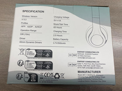 Uliptz Wireless Headphones Over Ear, 65 Hrs Playtime Bluetooth Headphones, 6 EQ Modes Foldable Lightweight Headphones Wireless, Foldable Bluetooth 5.3 for Travel/Office/PC (Black)