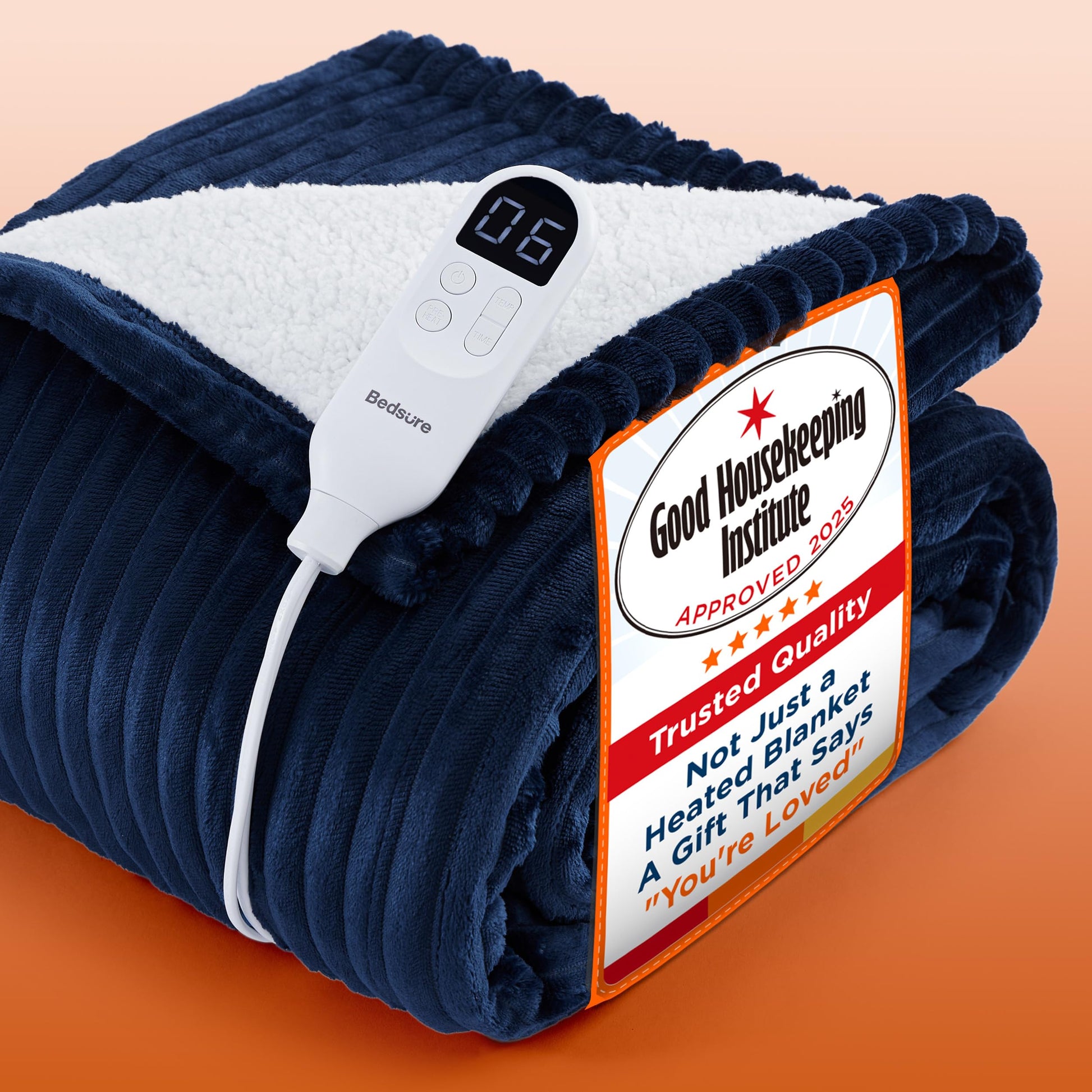 Bedsure Electric Blanket Heated Throw - 6 Heat Levels & 10 Timer Settings, Ultra-Soft Flannel & Sherpa Fast Heating Throw, 130x160cm, Overheat Protection, Taupe