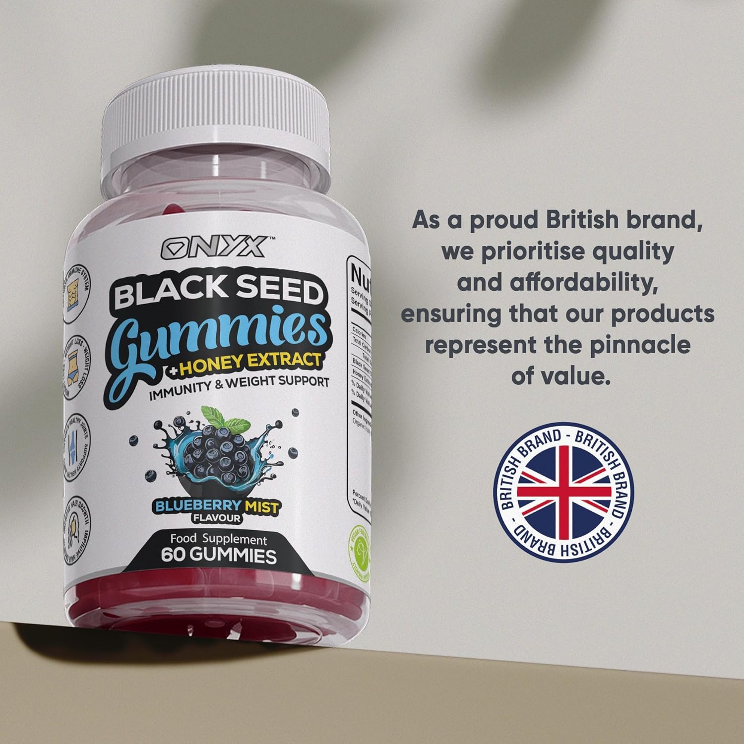 Black Seed Oil Gummies 2000mg with Honey Extract – Halal, Immunity & Weight Support, Hair Growth & Joint Support, Vegan & Vegetarian – 60 Gummies (30 Servings)