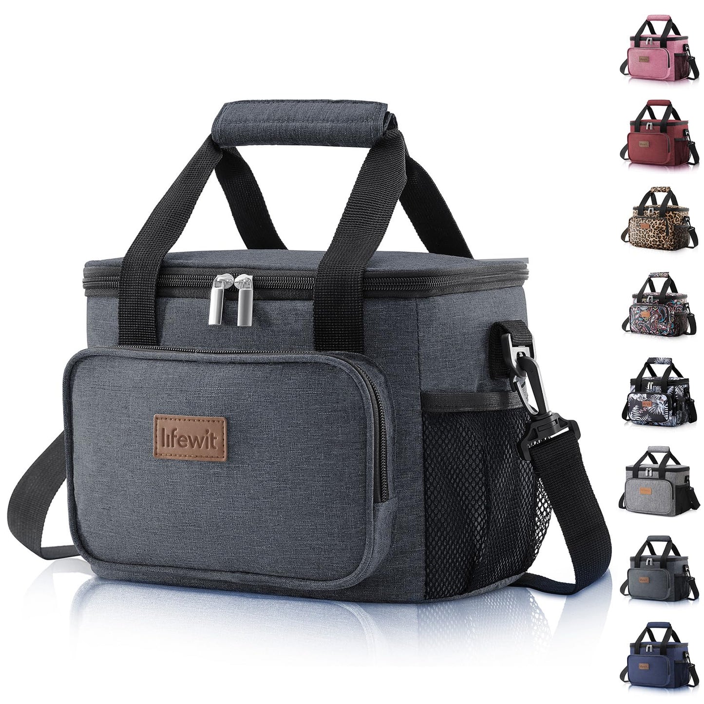 Lifewit 15L (24 Cans) Insulated Lunch Bag, Cooler Bag for Lunch/Work/School/Beach/Picnic (Grey)