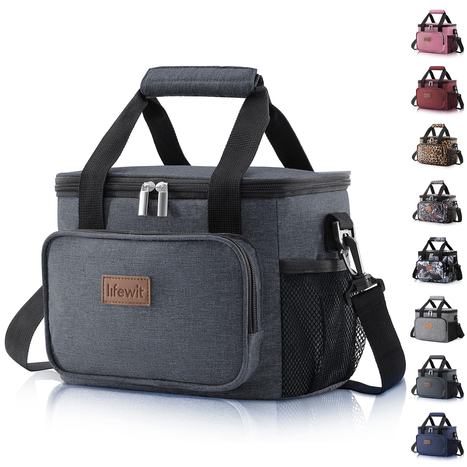 Lifewit 15L (24 Cans) Insulated Lunch Bag, Cooler Bag for Lunch/Work/School/Beach/Picnic (Grey)