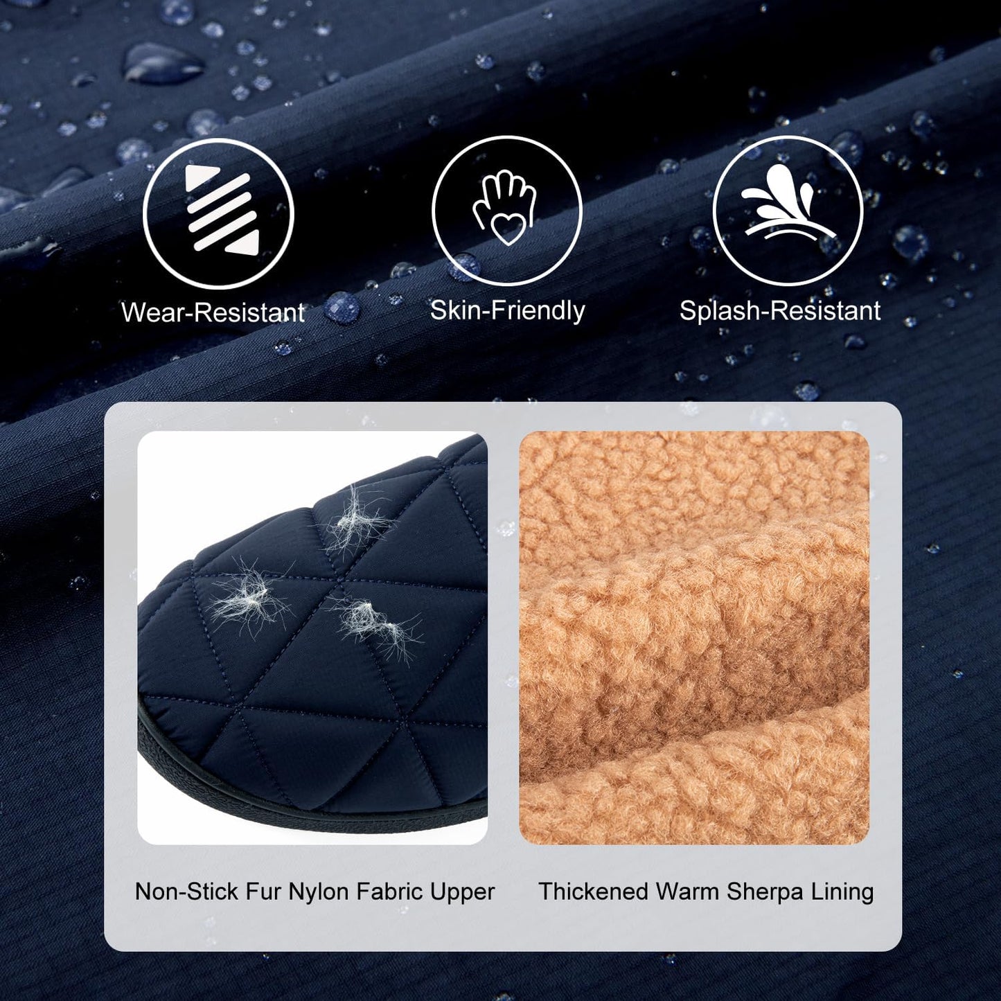 FamilyFairy Men's Warm Quilted Memory Foam Slippers Non-Slip House Shoes with Elastic Gores for Indoor Outdoor