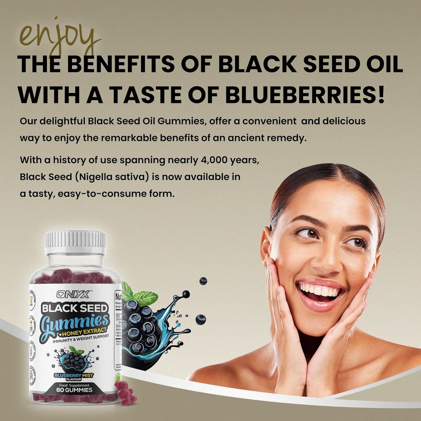 Black Seed Oil Gummies 2000mg with Honey Extract – Halal, Immunity & Weight Support, Hair Growth & Joint Support, Vegan & Vegetarian – 60 Gummies (30 Servings)
