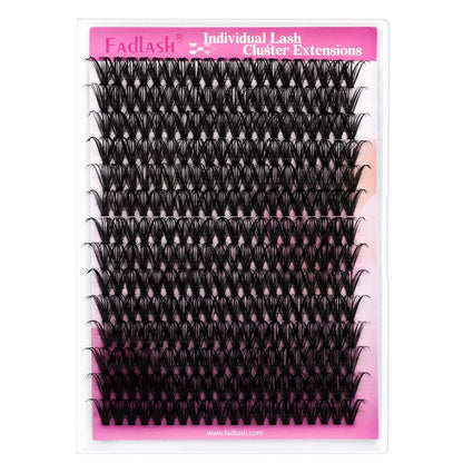 FADLASH DIY Lash Extension Kit Individual Lashes Clusters30P+40P D Curl 8-16mm Lash Bond and Seal, Clusters Lash Glue Remover and Eyelash Tweezers for Eyelash Extensions