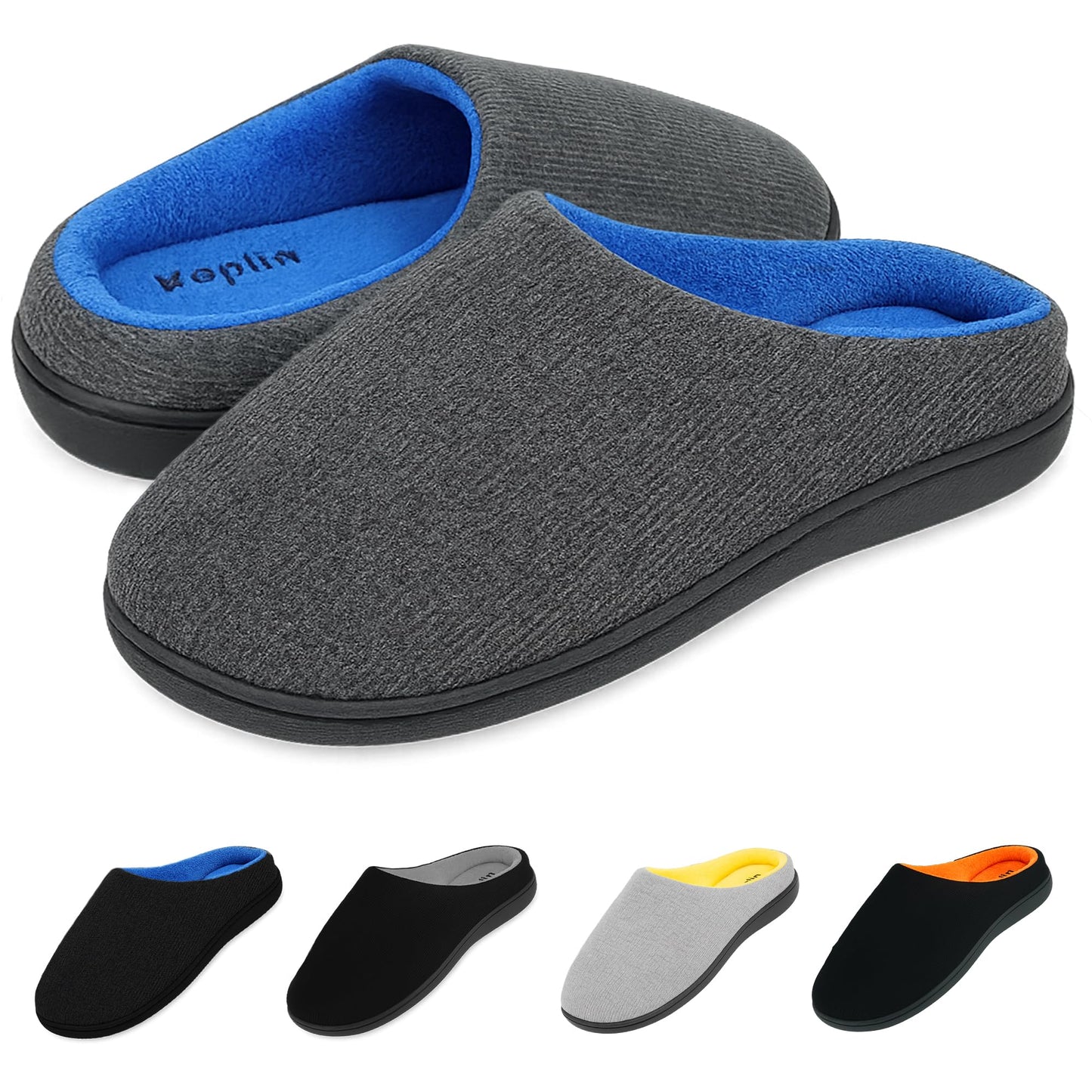 KEPLIN Men’s Memory Foam Slippers – Comfortable Indoor House Shoes for Men with Plush Cushioning, Anti-Slip Rubber Soles, Lightweight Design