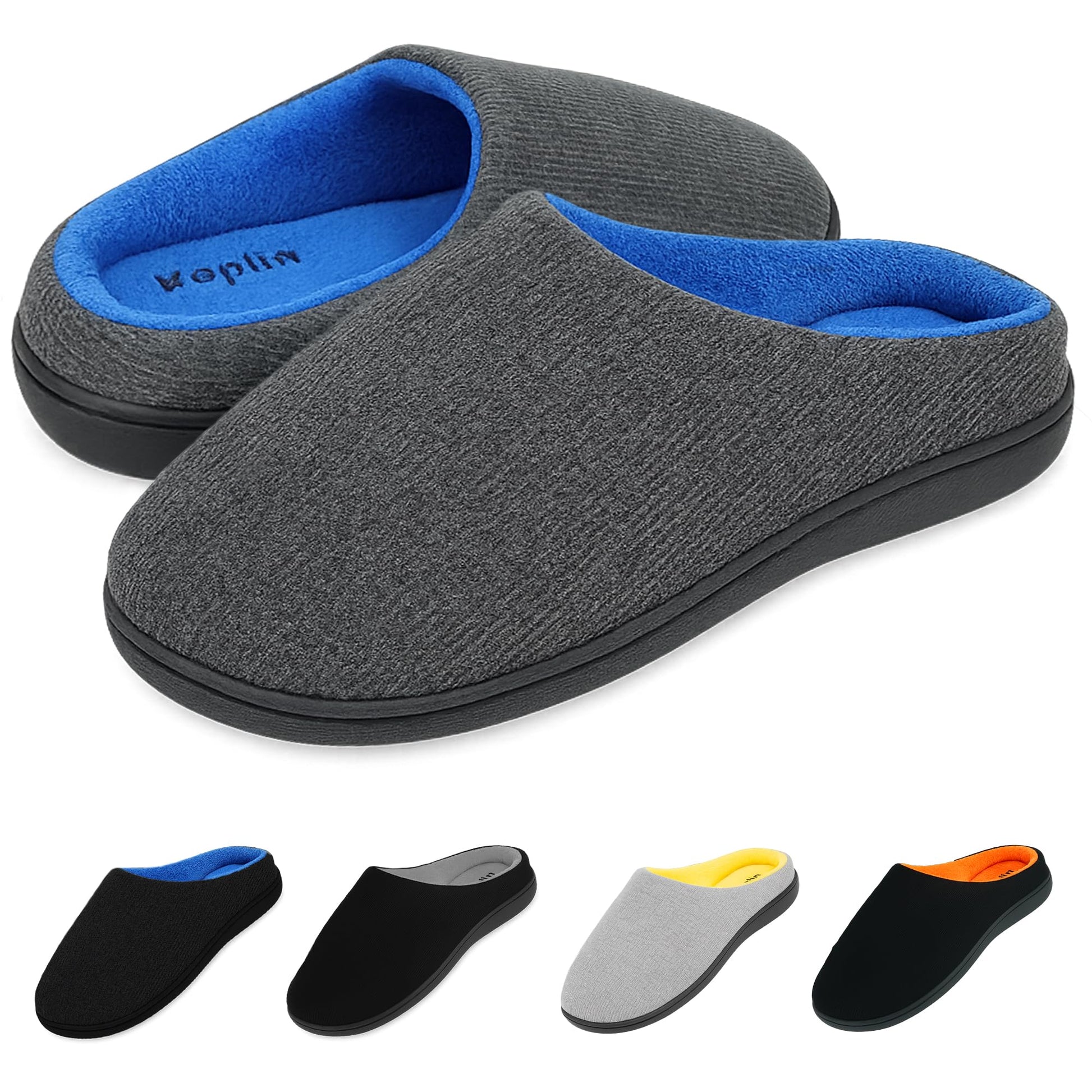KEPLIN Men’s Memory Foam Slippers – Comfortable Indoor House Shoes for Men with Plush Cushioning, Anti-Slip Rubber Soles, Lightweight Design