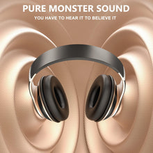 Bluetooth Headphones Over Ear, 6 EQ Modes Wireless Headphones Over Ear,65 Hours Playtime Foldable Lightweight Wireless Headphones,with Built-in HD Mic, FM, SD/TF for PC/Home（Black & Gold）