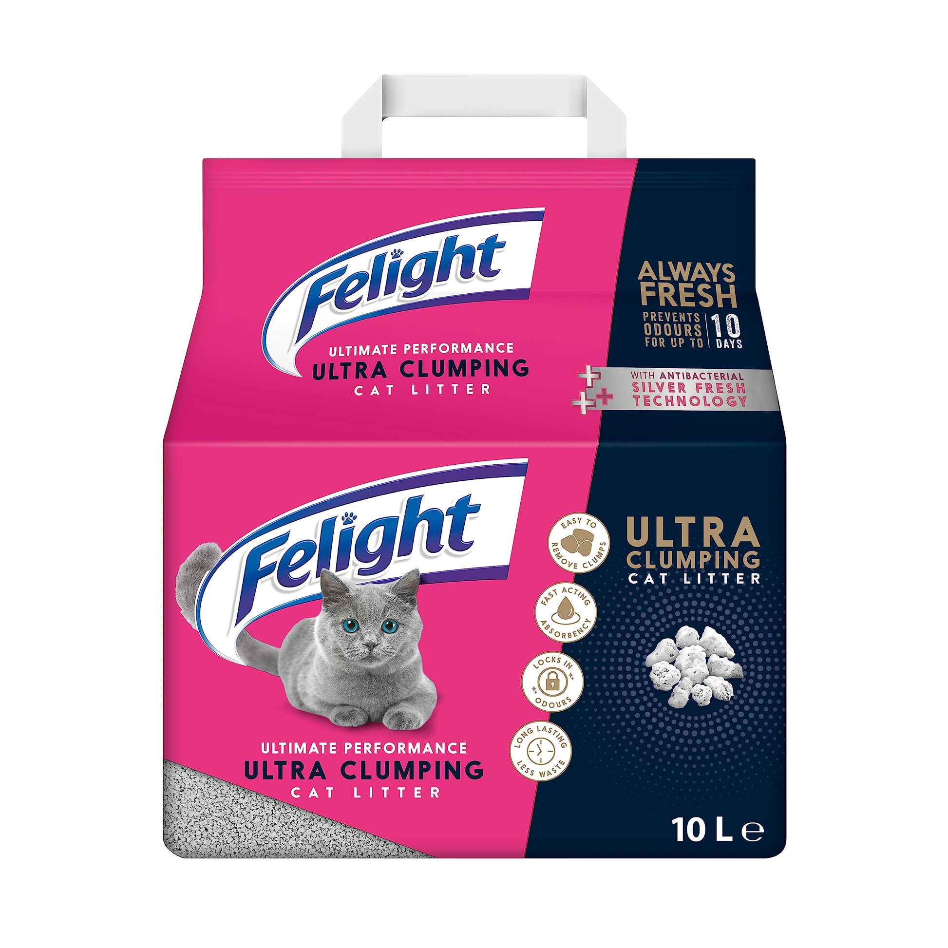 Felight Non-Clumping Cat Litter (20L Bag) - Antibacterial Silverfresh Technology, Prevents Odours for up to 10 Days, Made in the UK