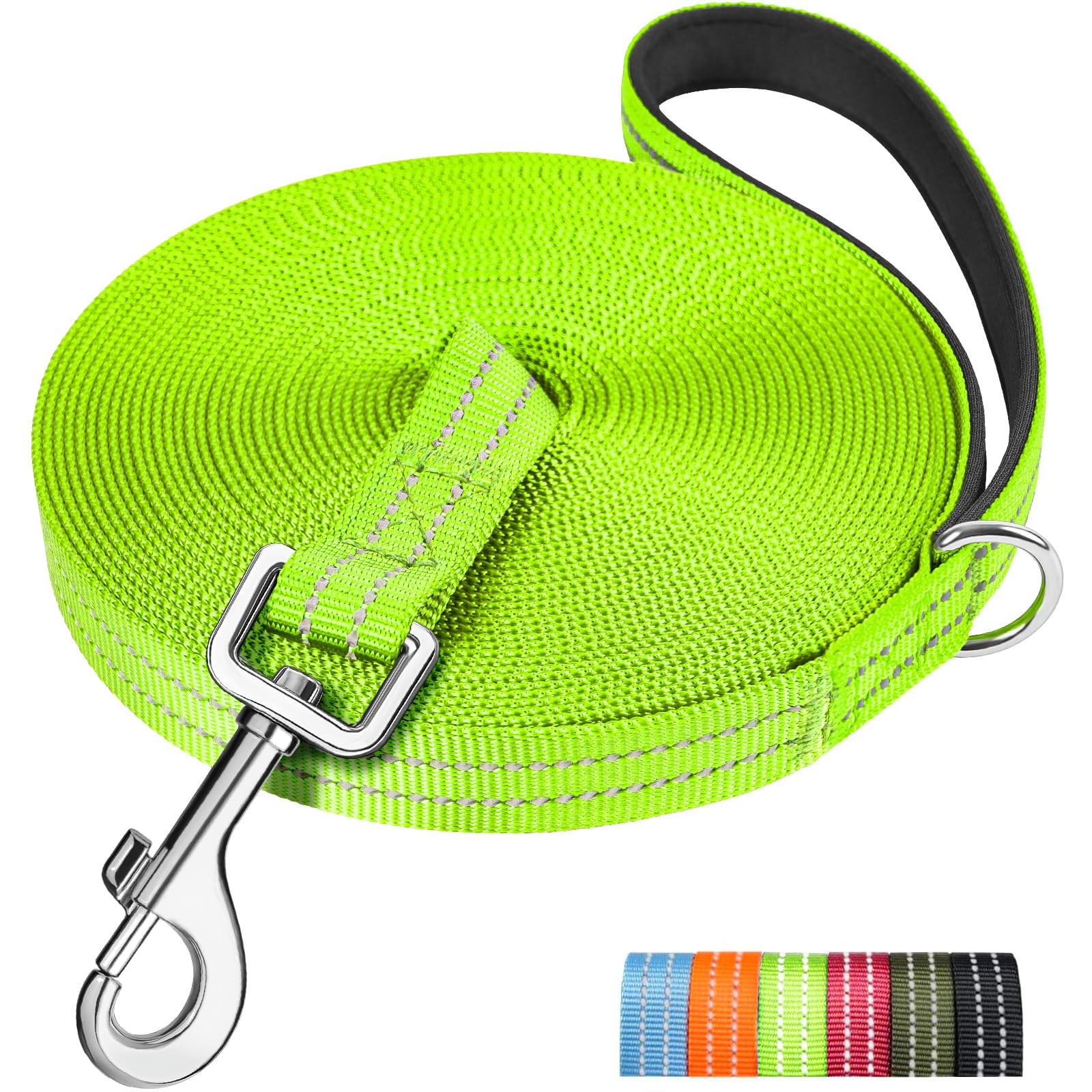 X XBEN Long Line Dog Lead, 3M 5M 10M 15M 20M 25M 30M Reflective & Lightweight Recall Training Lead for Dogs with Soft Padded Handle, Strong Extra Long Dog Lead Leash for Large Medium Small Puppy Dog