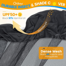 Orzbow Universal Baby Mosquito Net & Buggy Sun Shade with UPF50+,Breathable Pram Net Cover with Two-way Zipper & Adjustable Stroller Sun Cover with Bag for Pushchair,Car Seat & Carrycot (Black)