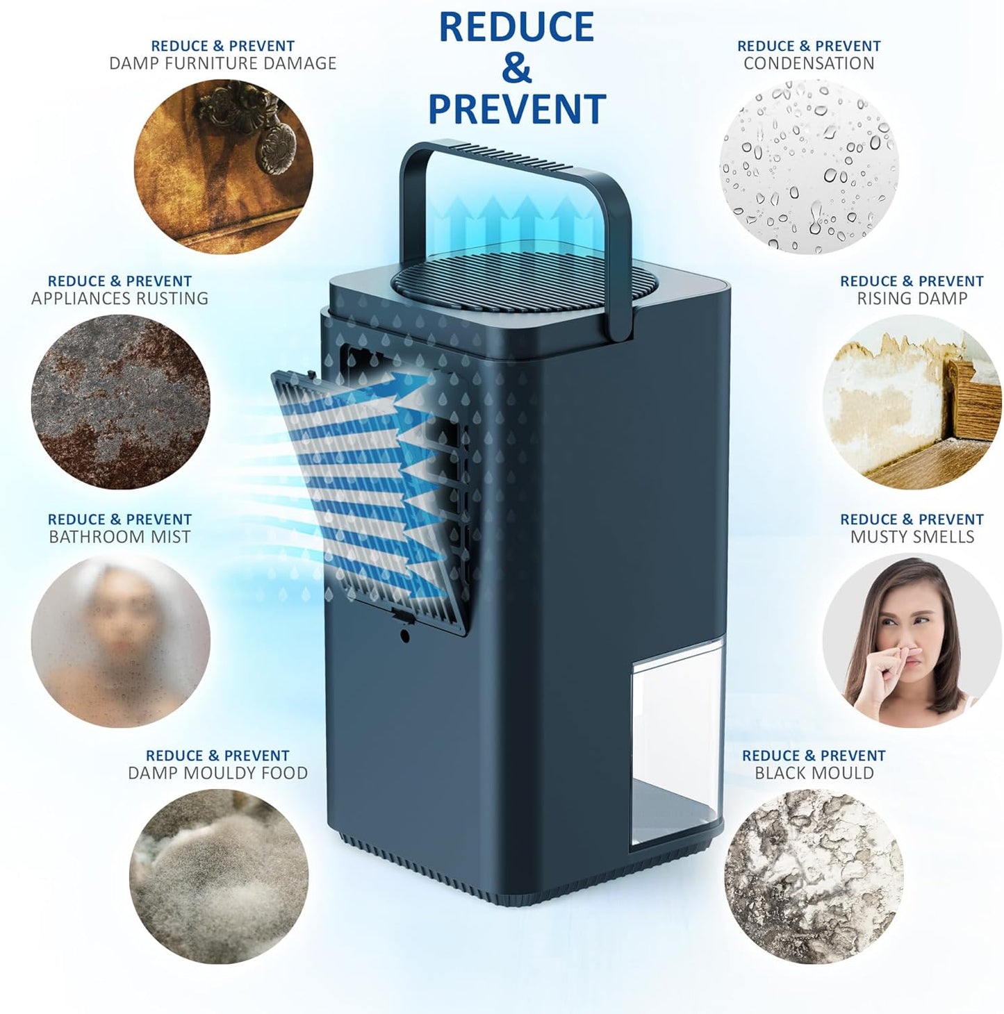 NETTA Dehumidifiers for Home Damp 1400ml Dehumidifier with Ultra Quiet & Auto Shut off 3 Colorful LED, 24Hr Timer Portable Mini Dehumidifier for Wardrobe Bathroom Closet - Black