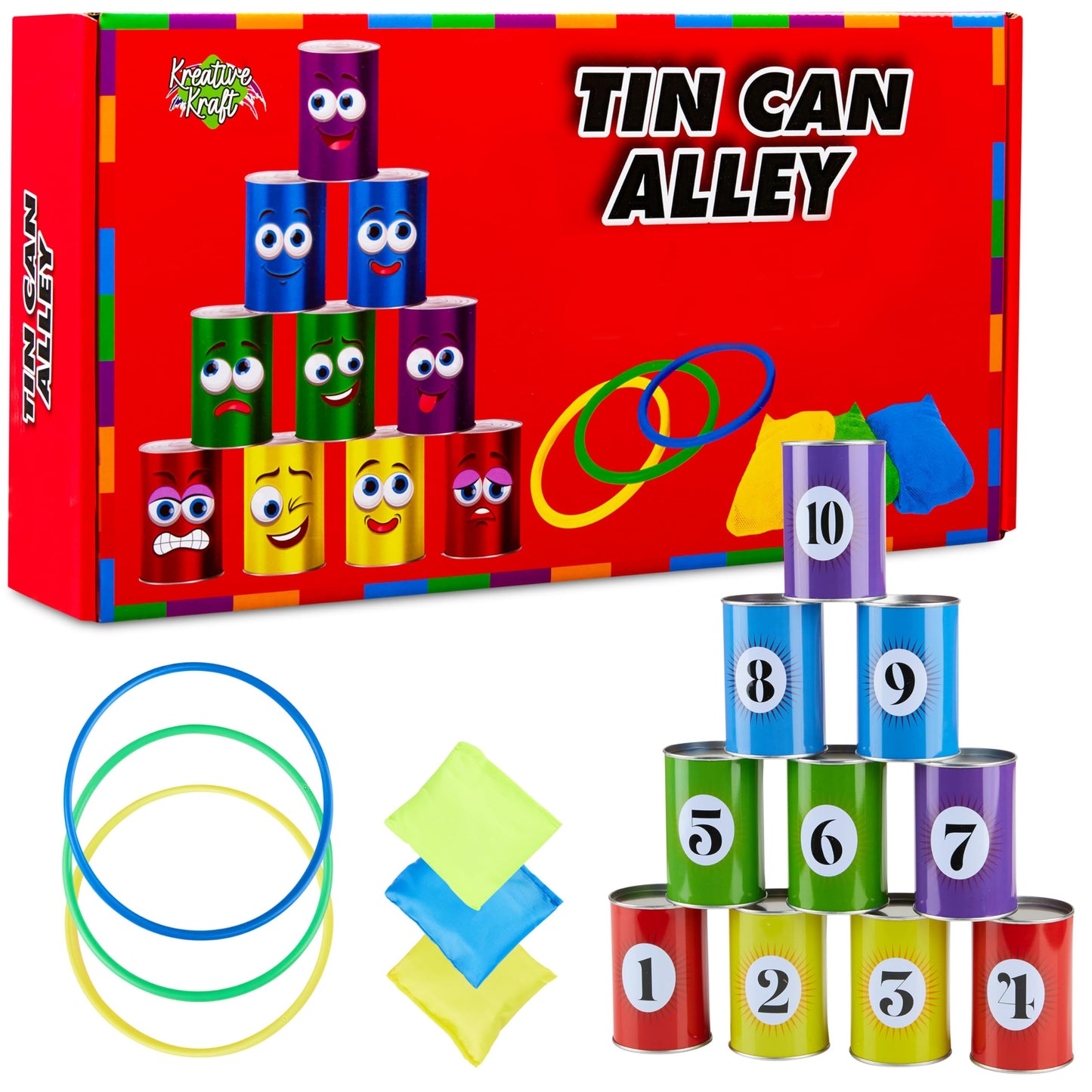 Kids Games Outdoor Play Equipment for Kids Adults Family Garden Toys Sports Day Kit Egg and Spoon Race Ring Toss Sack Race Bean Bag Snakes and Ladders (4 in 1 Set)