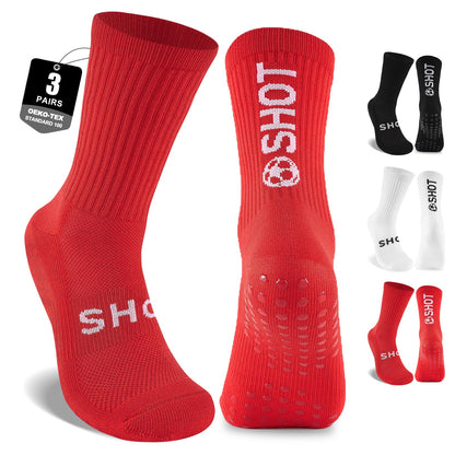 inaWarm Football Grip Socks for Men Women & Kids 3 Pairs, Breathable Cushioned Rugby Basketball School Football Socks with Non Slip Grip Tech, Arch Compression for Multi-Sport Training Boys Adults