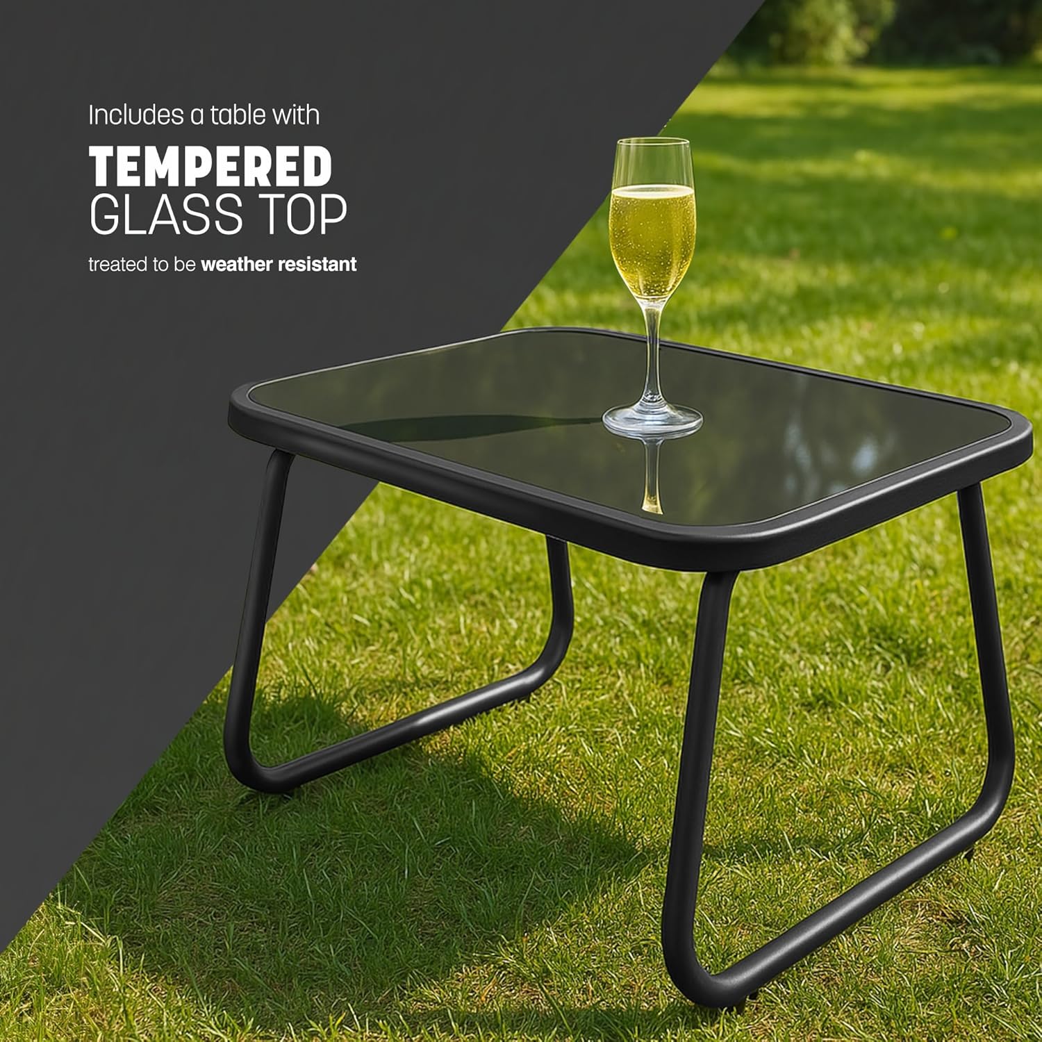 KEPLIN Mesh 4 Piece Garden Furniture Set, Modern Outdoor Patio Set with Easy Assembly, Comfortable & Durable Outdoor Furniture, Ideal Conversation Set for Gardens, Balconies, Poolside, Black