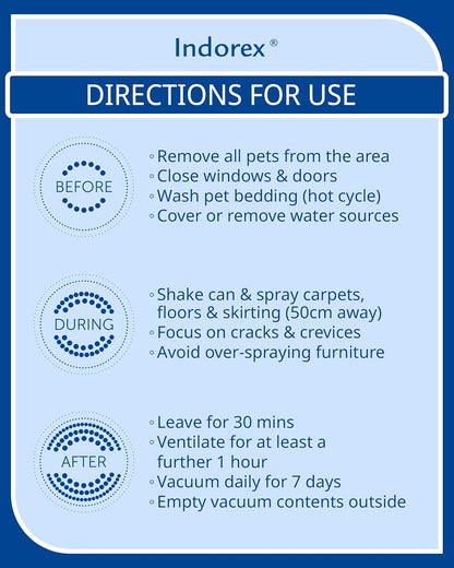 Indorex Defence Household Flea Spray | Protect Home from Fleas & House Dust Mites | Long-Lasting Protection for Up to 12 Months | 500ml Can
