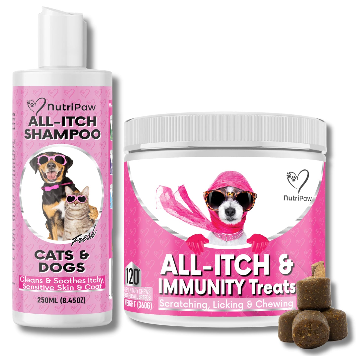 NutriPaw All-Itch Immunity Treats For Dogs - Soothe Itchy Paws, Eyes, Ears, Skin - Stop Itching, Licking, Scratching - Perfect for Small, Medium & Large Dogs - Supports Seasonal Itching