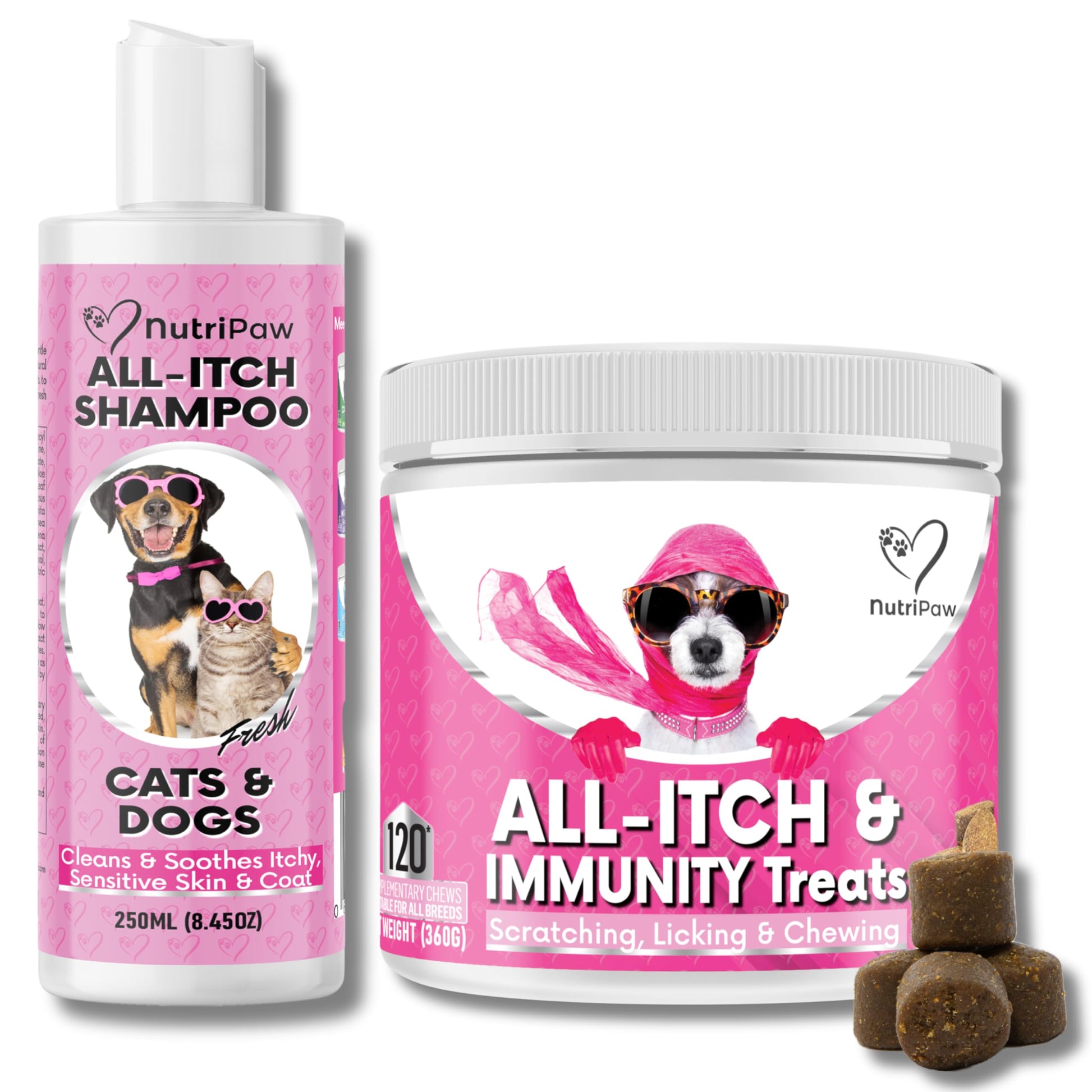 NutriPaw All-Itch Immunity Treats For Dogs - Soothe Itchy Paws, Eyes, Ears, Skin - Stop Itching, Licking, Scratching - Perfect for Small, Medium & Large Dogs - Supports Seasonal Itching