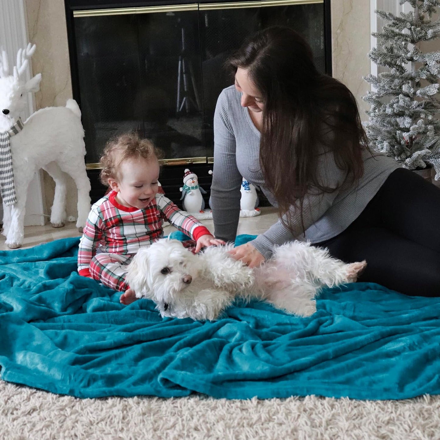 Bedsure Fleece Blanket for Bed - Soft Cosy Fluffy Throw Blankets, Warm Large Throws for Audlts, Teal, 220x240 cm