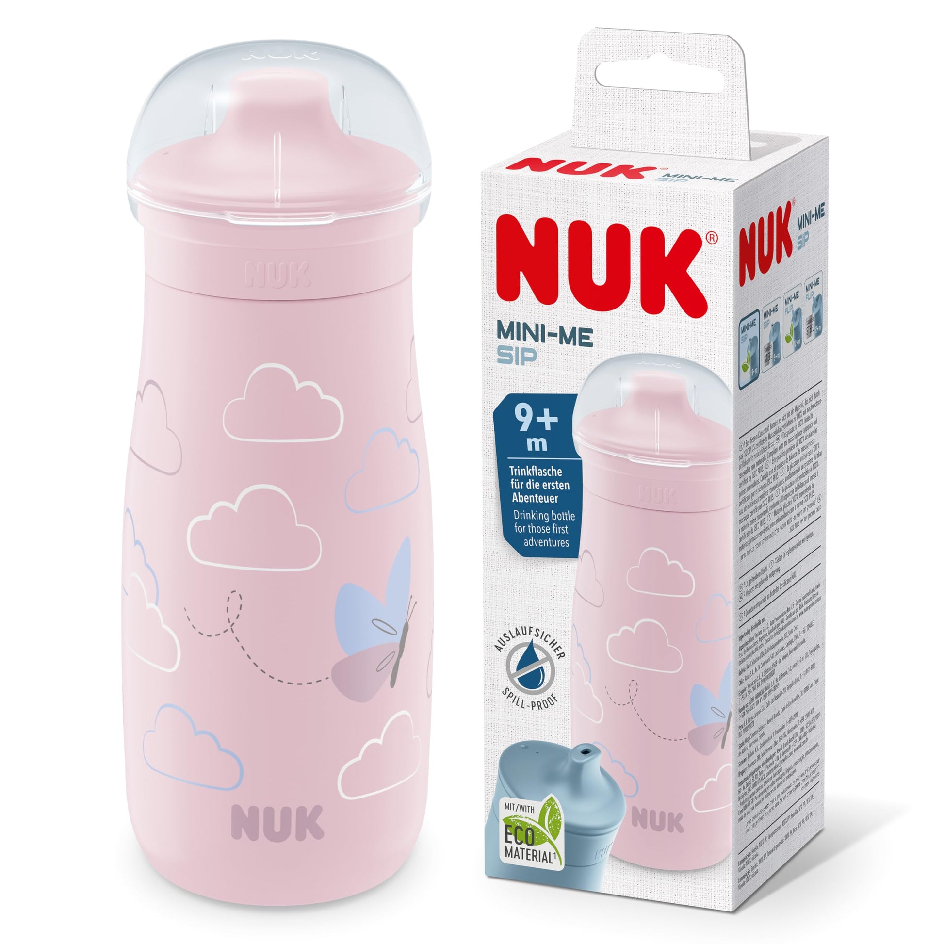 NUK Kiddy Cup Toddler Cup | 12+ Months | 300 ml | Leak-Proof Toughened Spout | Clip & Protective Cap | BPA-Free | Pink