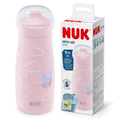 NUK Kiddy Cup Toddler Cup | 12+ Months | 300 ml | Leak-Proof Toughened Spout | Clip & Protective Cap | BPA-Free | Pink
