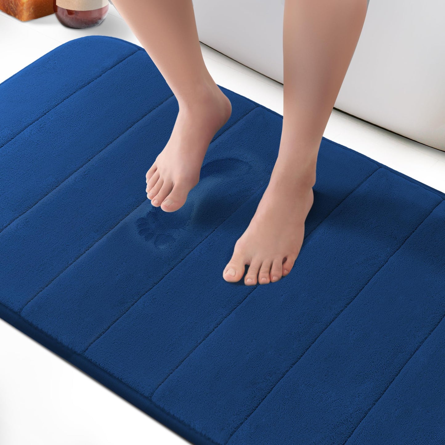 KEPLIN Memory Foam Bath Mat - Ultra-Soft, Highly Absorbent, Non-Slip, Machine Washable - Luxurious Comfort for Home & Bathroom Floors (Light Blue, 40 x 60cm)