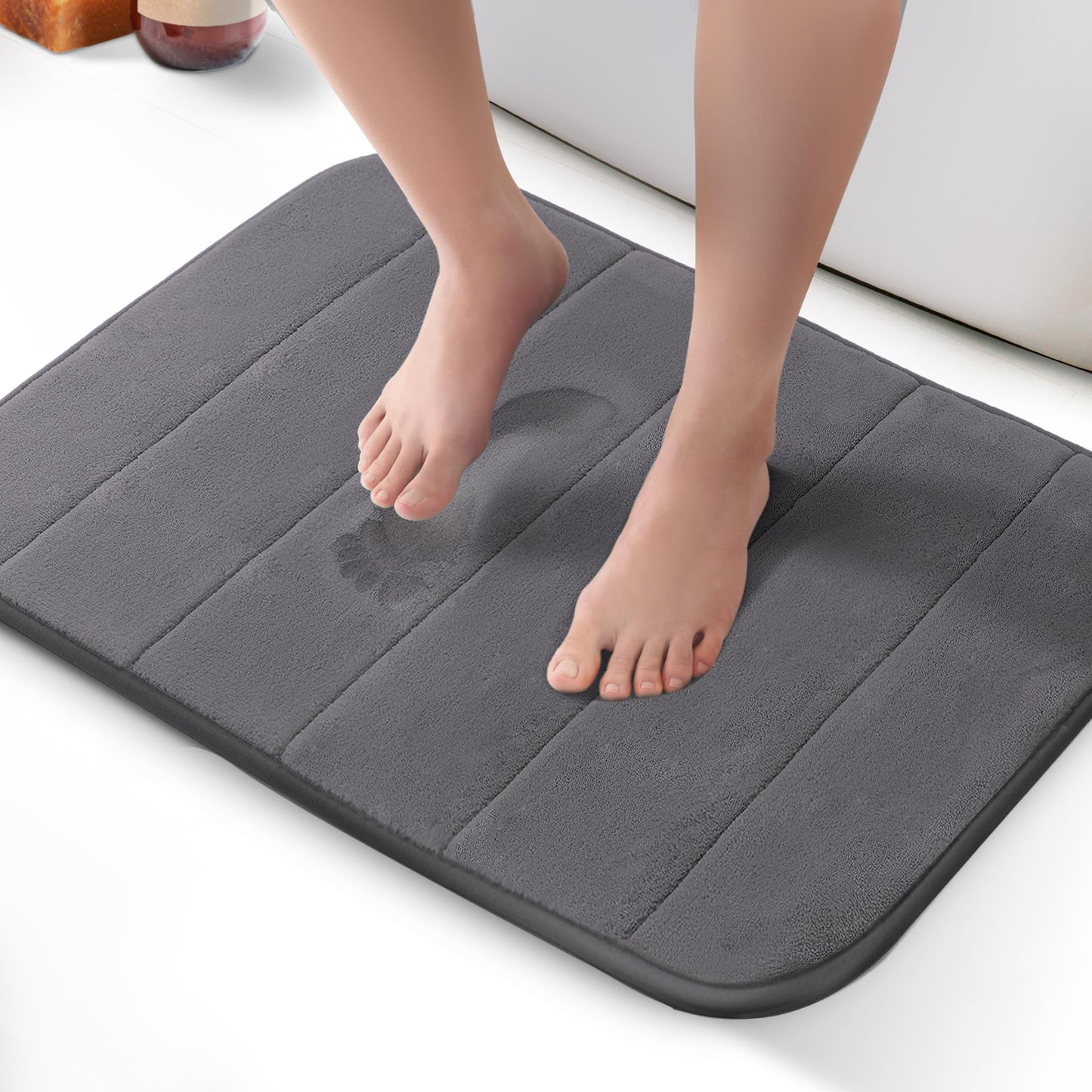 KEPLIN Memory Foam Bath Mat - Ultra-Soft, Highly Absorbent, Non-Slip, Machine Washable - Luxurious Comfort for Home & Bathroom Floors (Light Blue, 40 x 60cm)