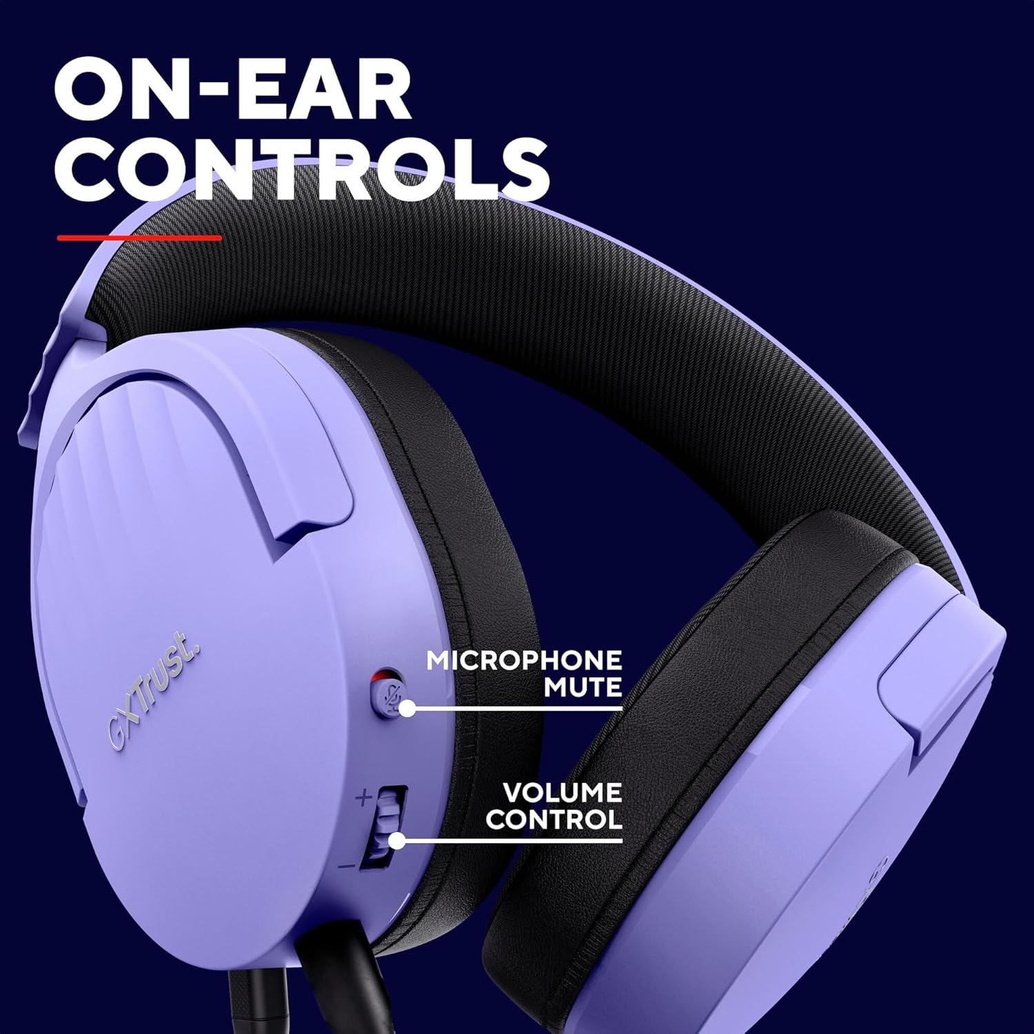 Trust Gaming GXT 489 Fayzo Gaming Headset for PC, PS5, PS4, Xbox Series X|S, Switch, Mobile, 3.5 mm Jack, 35% Recycled Plastics, Over-Ear Wired Headphones with Noise Cancelling Microphone - Purple