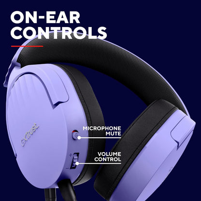 Trust Gaming GXT 489 Fayzo Gaming Headset for PC, PS5, PS4, Xbox Series X|S, Switch, Mobile, 3.5 mm Jack, 35% Recycled Plastics, Over-Ear Wired Headphones with Noise Cancelling Microphone - Purple