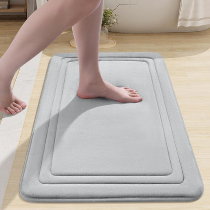 smiry Memory Foam Bath Mat - 40 x 60cm, Non-Slip, Super Absorbent, Comfortable - Machine-Washable Floor Rug, Dark Grey